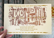 Load image into Gallery viewer, &#39;Good Things Come To Those Who Make&#39;; letterpressed lino print
