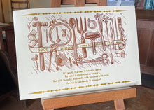 Load image into Gallery viewer, 'Good Things Come To Those Who Make'; letterpressed lino print