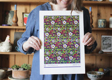 Load image into Gallery viewer, 'Wild Rose' in blue, Giclée Print