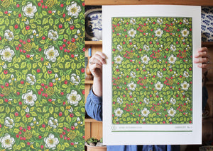 'Wild Rose' in green, Giclée Print