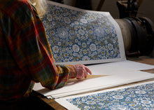 Load image into Gallery viewer, 'Cosmos & Clover'; letterpressed lino poster