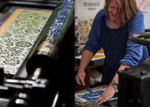 Load image into Gallery viewer, 'Cosmos & Clover'; letterpressed lino poster