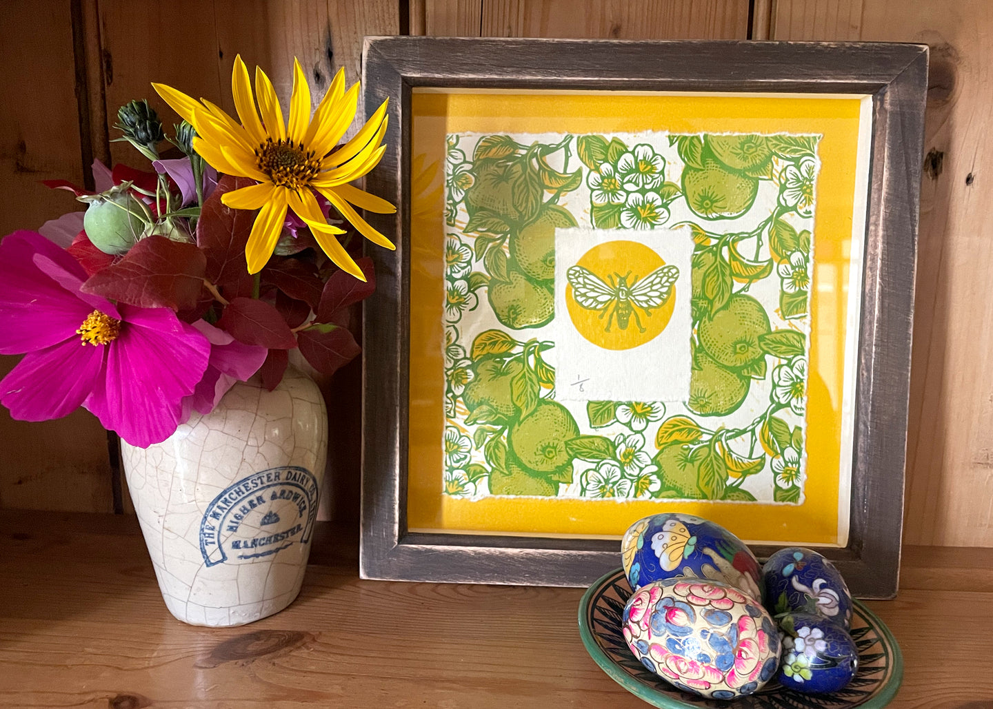 'Appleblossom & Bee' framed artwork