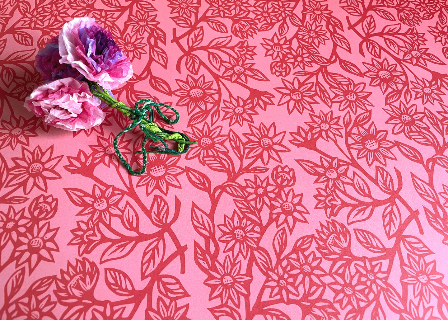 'Red & Pink Flowers' wrapping paper