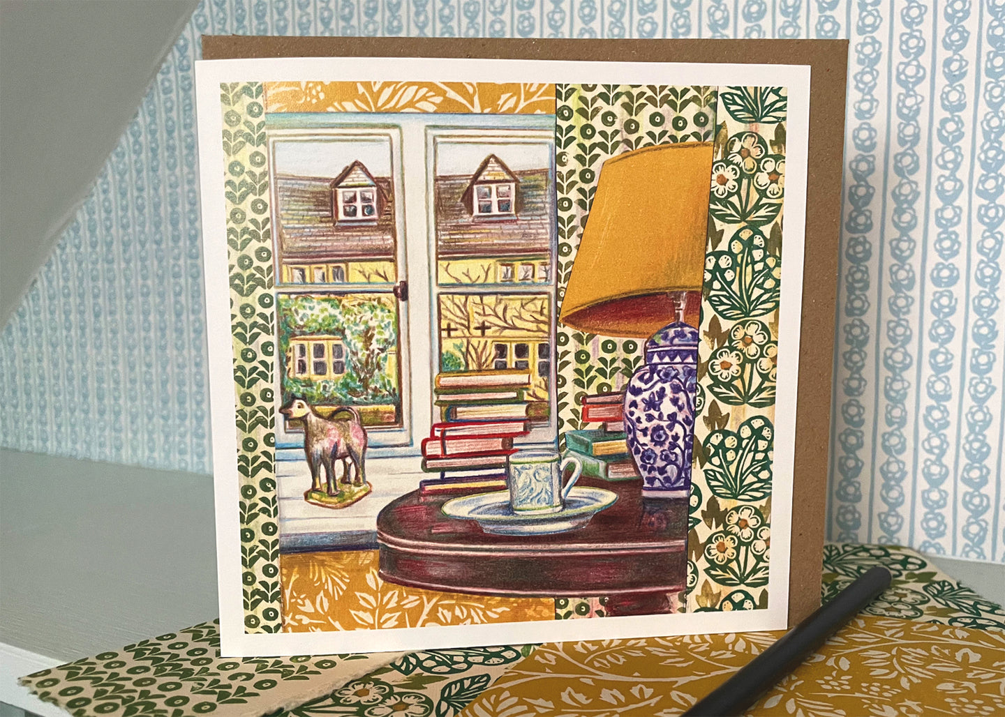 'Bedside Books' greetings card