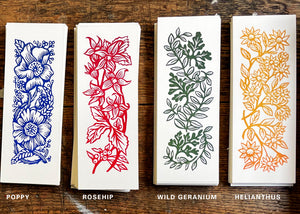 Lino printed bookmarks